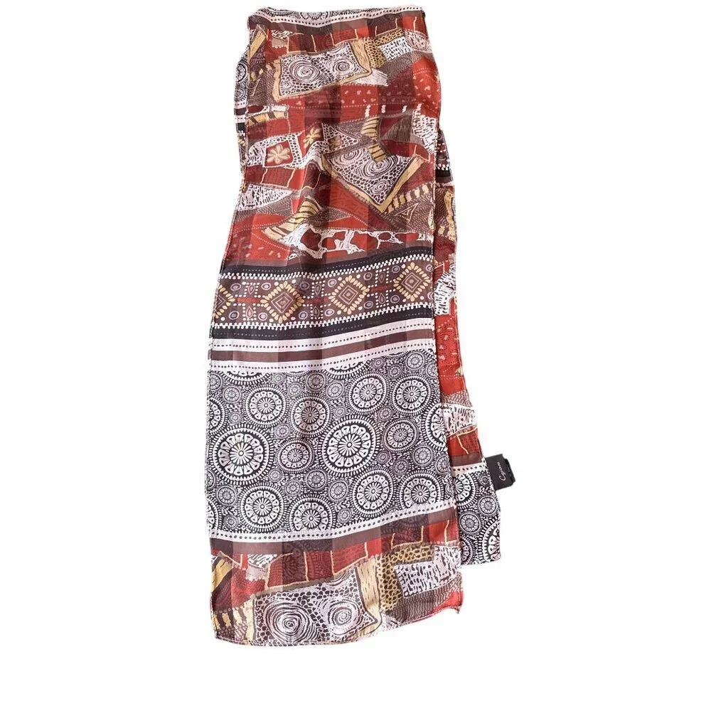 Vintage Cejon‎ 100% Silk Scarf With Geometric Pattern